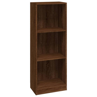 3-tasoinen Kirjahylly ruskea tammi 40x24x109 cm tekninen puu