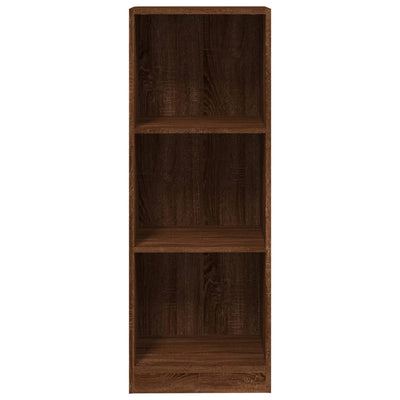 3-tasoinen Kirjahylly ruskea tammi 40x24x109 cm tekninen puu