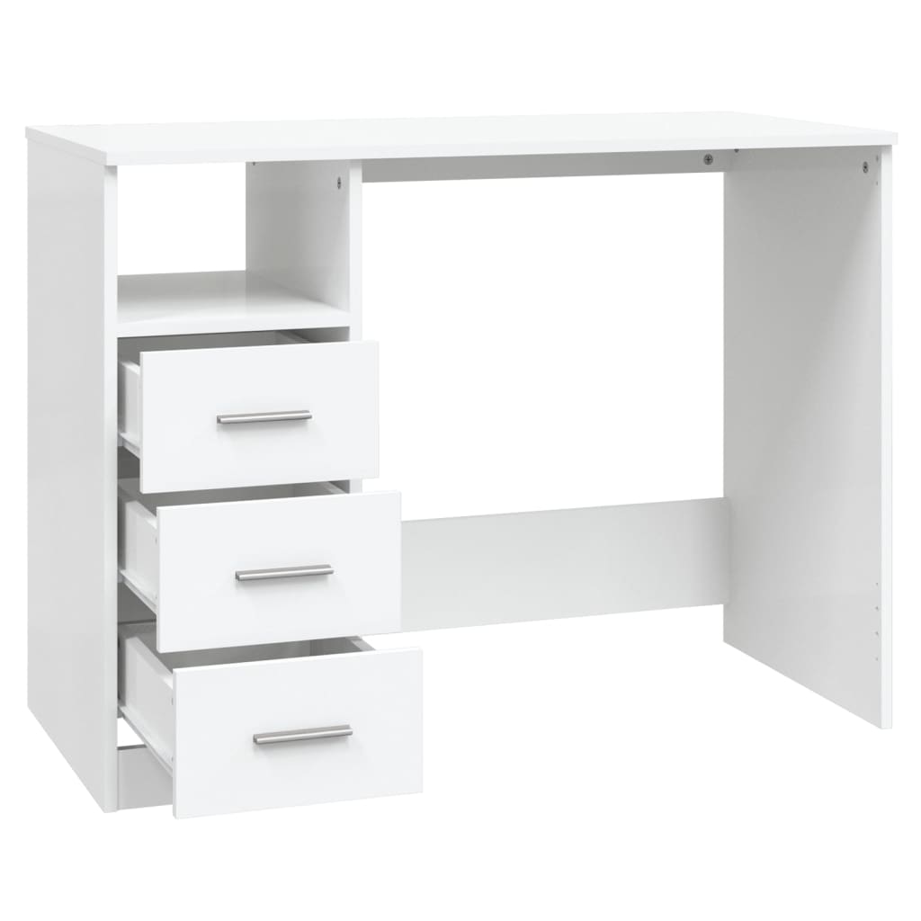 Valkoinen työpöytä laatikoilla Anaion 102x50x76cm (puinen)