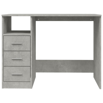 Työpöytä laatikoilla betoninharmaa 102x50x76 cm tekninen puu