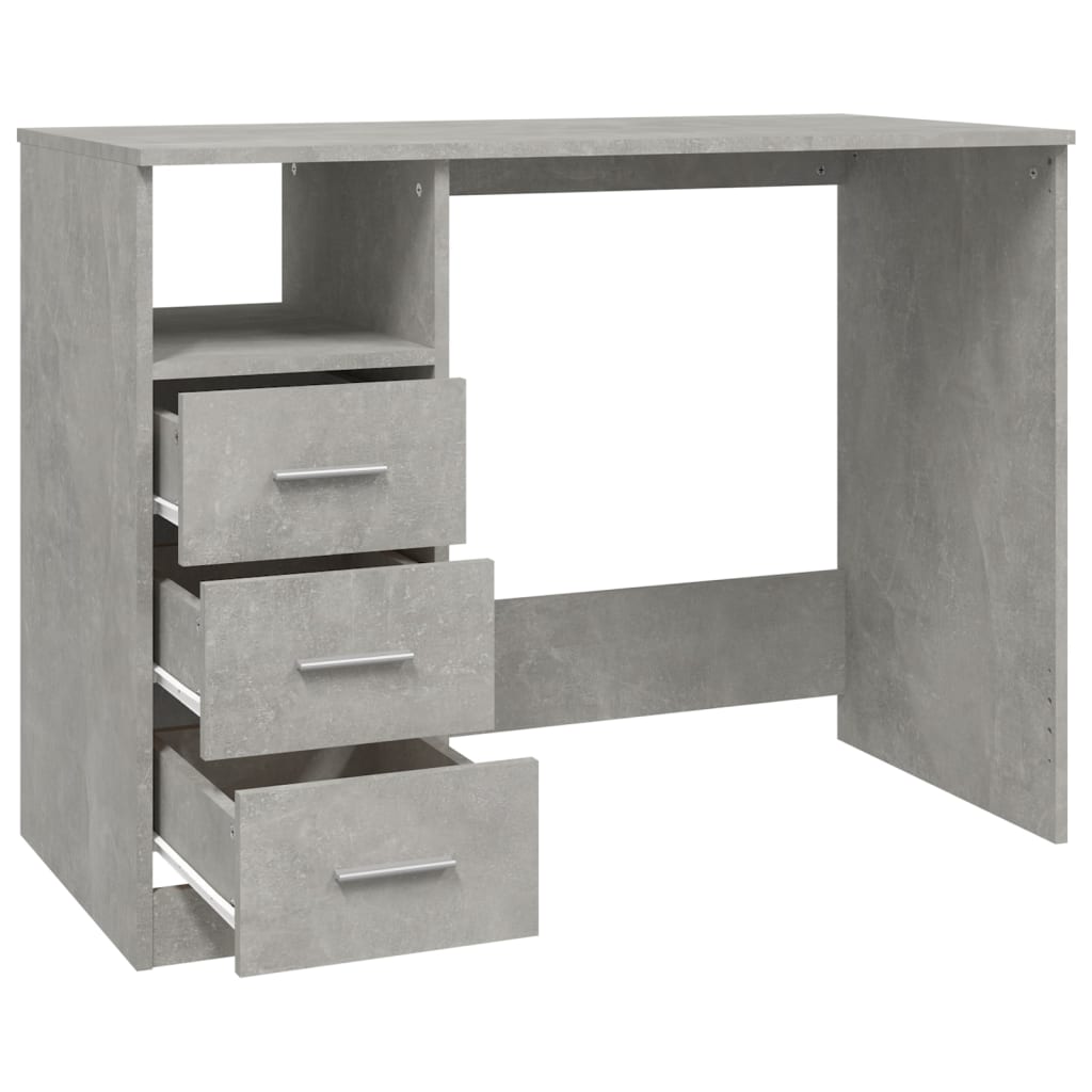 Betoninharmaa työpöytä laatikoilla Anaion 102x50x76cm (puinen)