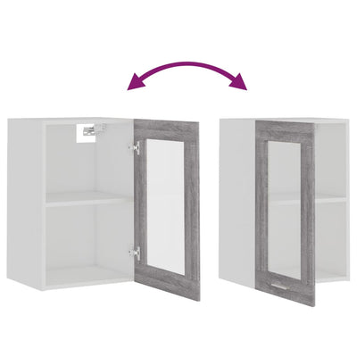 Harmaa riippuva lasikaappi Pompilas 40x31x60cm (puinen)