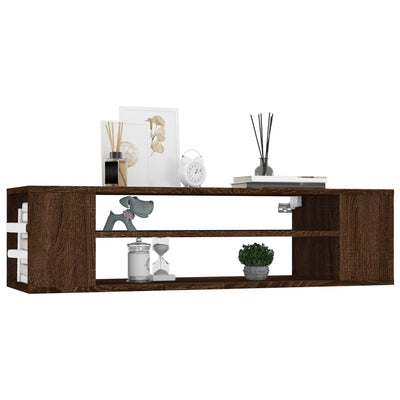 Seinä TV-taso ruskea tammi 100x30x26,5 cm tekninen puu