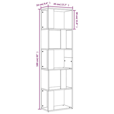 Kirjahylly ruskea tammi 45x24x160 cm tekninen puu