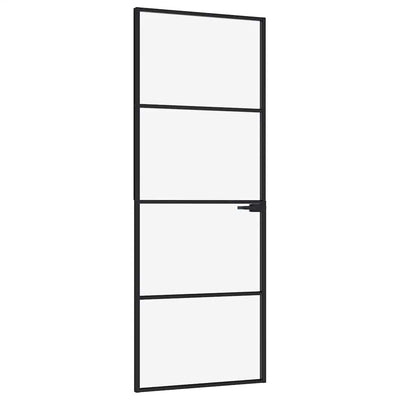 Musta sisäovi Vanzeti 76x201,5cm (karkaistu lasi ja alumiini ohut)