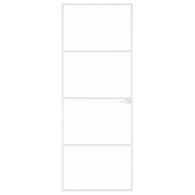 Valkoinen sisäovi Vanzeti 76x201,5cm (karkaistu lasi ja alumiini ohut)