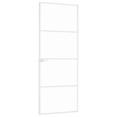 Valkoinen sisäovi Vanzeti 76x201,5cm (karkaistu lasi ja alumiini ohut)