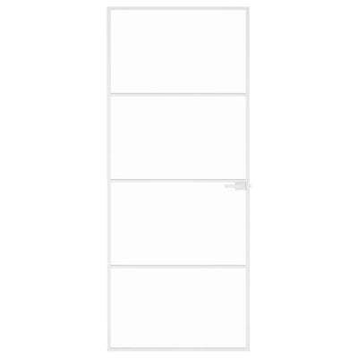 Valkoinen sisäovi Vanzeti 83x201,5cm (karkaistu lasi ja alumiini ohut)