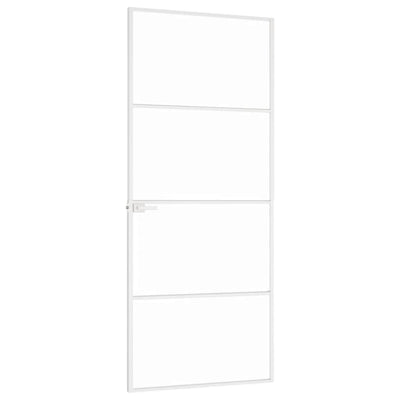 Valkoinen sisäovi Vanzeti 83x201,5cm (karkaistu lasi ja alumiini ohut)