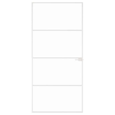Valkoinen sisäovi Vanzeti 93x201,5cm (karkaistu lasi ja alumiini ohut)