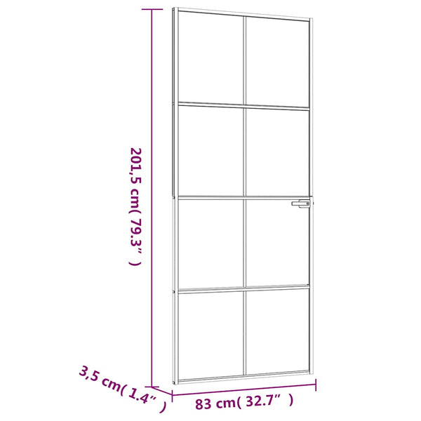 Sisäovi valkoinen 83x201,5 cm karkaistu lasi ja alumiini ohut