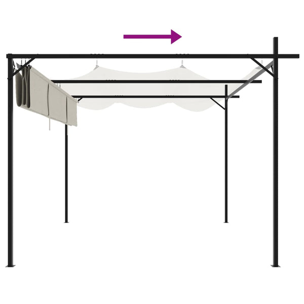 Pergola sisäänvedettävä katto kerma 295x292x230 cm