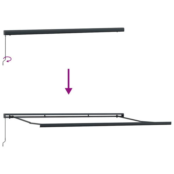 Sisäänkelattava markiisi antrasiitti 5x3 m kangas/alumiini