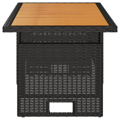 Puutarhapöytä musta 100x50x43/63 cm akasiapuu ja polyrottinki