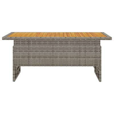 Puutarhapöytä harmaa 100x50x43/63 cm akasiapuu ja polyrottinki