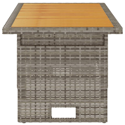 Puutarhapöytä harmaa 100x50x43/63 cm akasiapuu ja polyrottinki