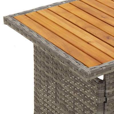 Puutarhapöytä harmaa 100x50x43/63 cm akasiapuu ja polyrottinki