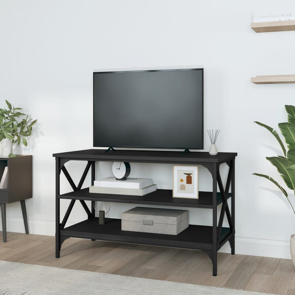 TV-taso musta 80x40x50 cm tekninen puu