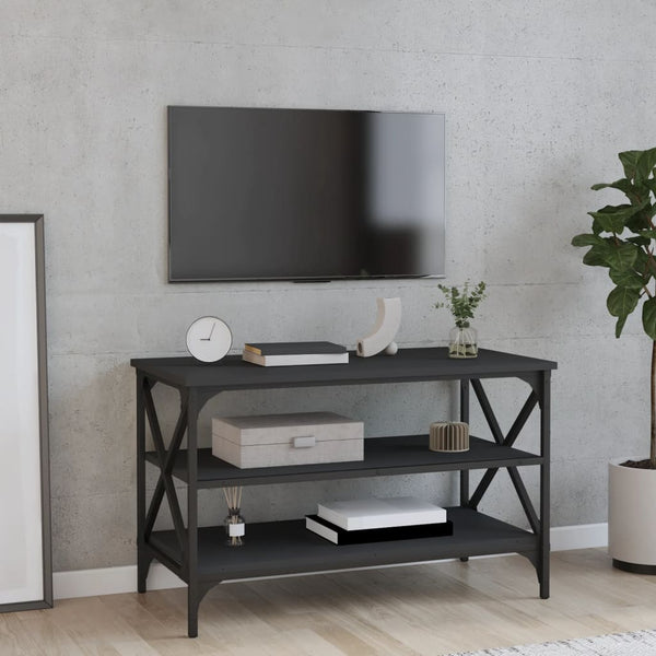 TV-taso musta 80x40x50 cm tekninen puu