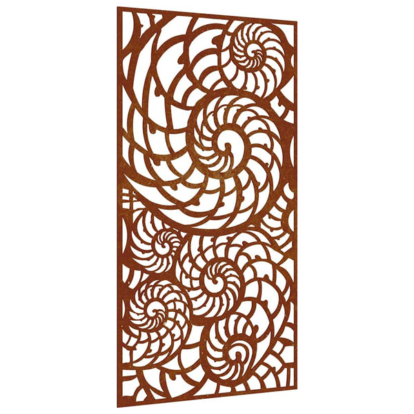 Puutarhaseinäkoriste 105x55 cm corten teräs simpukkakuvio