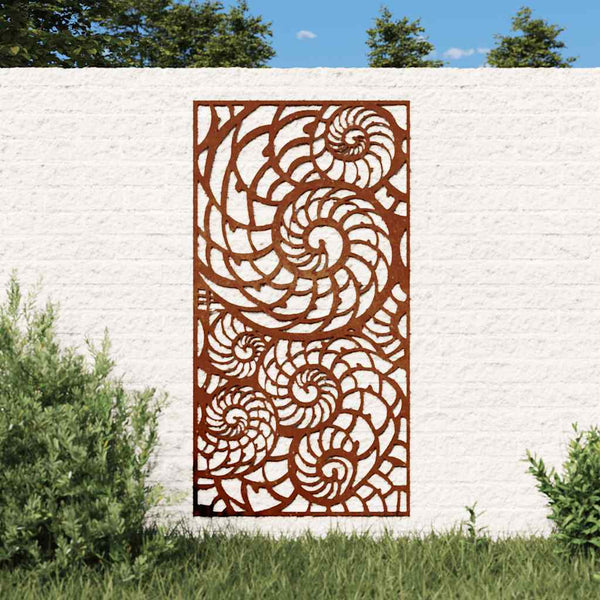 Puutarhaseinäkoriste 105x55 cm corten teräs simpukkakuvio