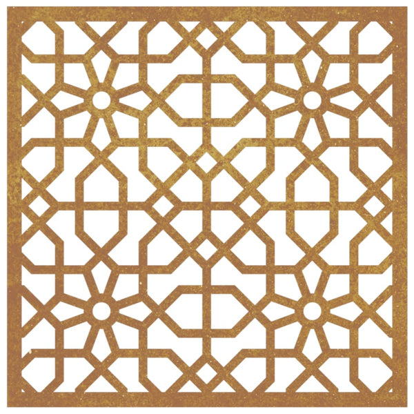 Corten teräs puutarhaseinäkoriste Anghelichia 55x55cm (maurikuvio)