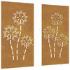 Corten teräs puutarhaseinäkoristeet Kyong 105x55cm (2 kpl kukkakuvio)