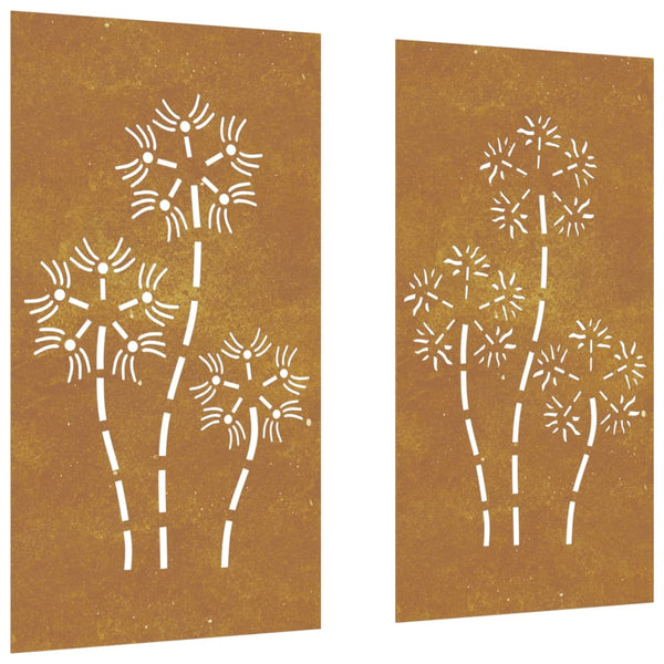 Corten teräs puutarhaseinäkoristeet Kyong 105x55cm (2 kpl kukkakuvio)