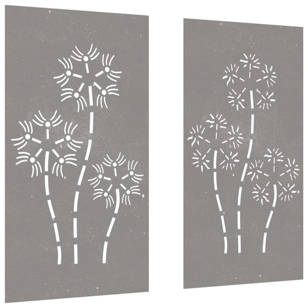 Corten teräs puutarhaseinäkoristeet Kyong 105x55cm (2 kpl kukkakuvio)