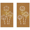 Corten teräs puutarhaseinäkoristeet Kyong 105x55cm (2 kpl kukkakuvio)