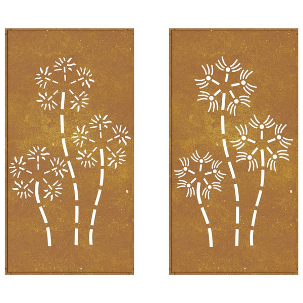 Corten teräs puutarhaseinäkoristeet Kyong 105x55cm (2 kpl kukkakuvio)