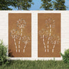 Corten teräs puutarhaseinäkoristeet Kyong 105x55cm (2 kpl kukkakuvio)