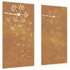 Corten teräs puutarhaseinäkoristeet Fronzina 105x55cm (2 kpl kukkakuvio)