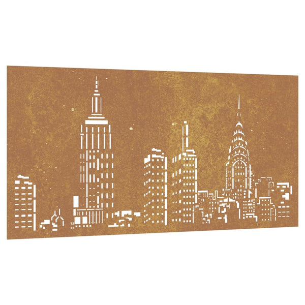 Corten teräs puutarhaseinäkoriste Nunu 105x55cm (kaupunkikuvio)