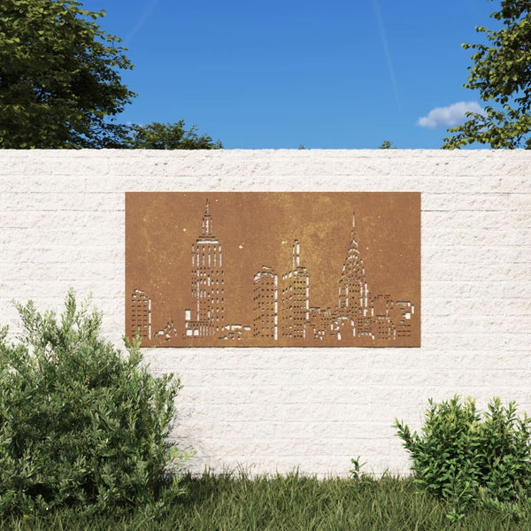 Corten teräs puutarhaseinäkoriste Nunu 105x55cm (kaupunkikuvio)