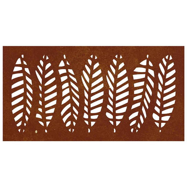 Puutarhaseinäkoriste 105x55 cm corten teräs lehtikuvio