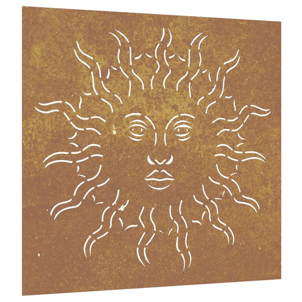 Corten teräs puutarhaseinäkoriste Rolando 55x55cm (aurinkokuvio)