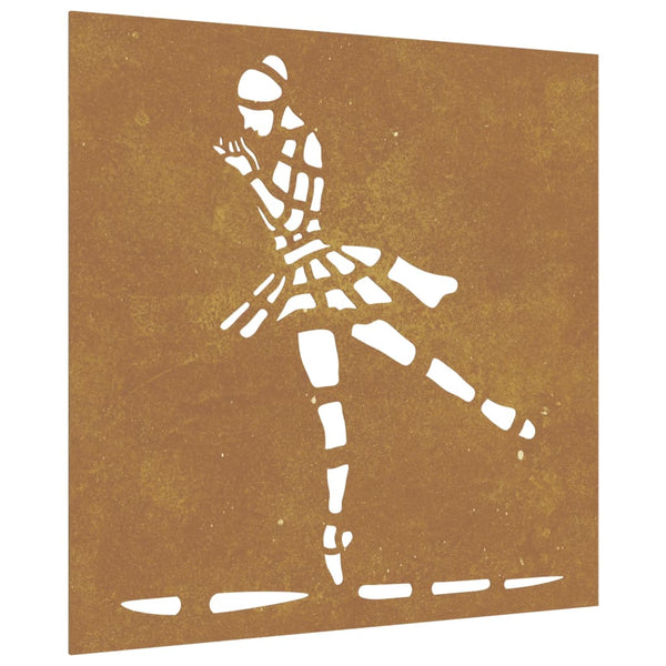 Corten teräs puutarhaseinäkoriste Rudolfo 55x55cm (balettitanssijakuvio)