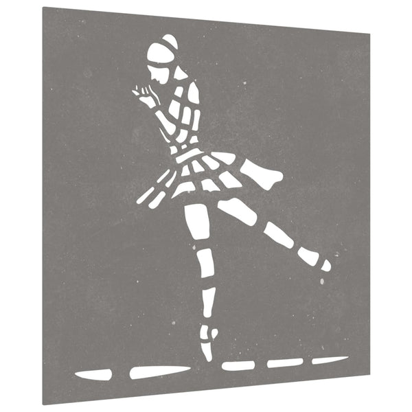 Corten teräs puutarhaseinäkoriste Rudolfo 55x55cm (balettitanssijakuvio)