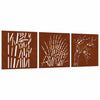 Puutarhaseinäkoristeet 3 kpl 105x55 cm corten teräs ruohokuvio