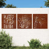 Puutarhaseinäkoristeet 3 kpl 105x55 cm corten teräs ruohokuvio