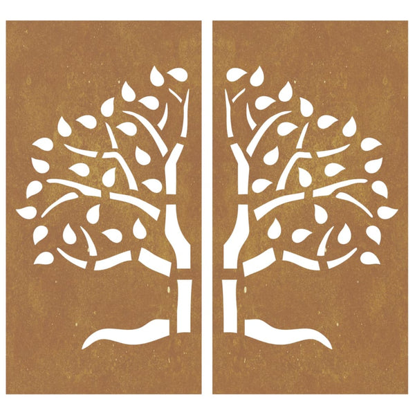 Corten teräs puutarhaseinäkoristeet Adverso 105x55cm (2 kpl puukuvio)