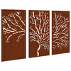 Puutarhaseinäkoristeet 3 kpl 105x55 cm corten teräs puukuvio