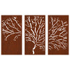 Puutarhaseinäkoristeet 3 kpl 105x55 cm corten teräs puukuvio