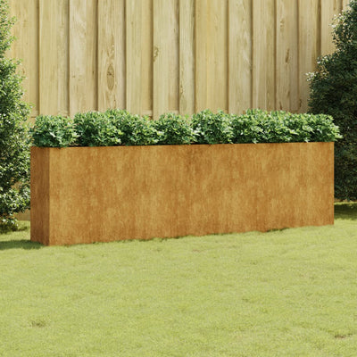 Korotettu kukkalaatikko 280x40x80 cm Corten teräs