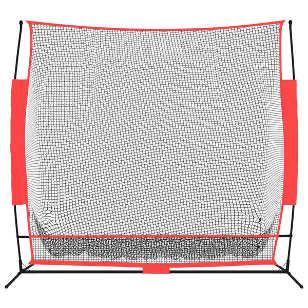 Kannettava pesäpalloverkko mustapunainen 215x107x216 cm