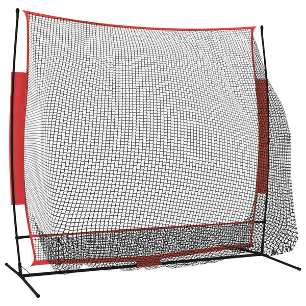 Kannettava pesäpalloverkko mustapunainen 215x107x216 cm