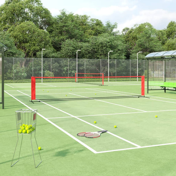 Tennisverkko musta ja punainen 500x100x87 cm polyesteri