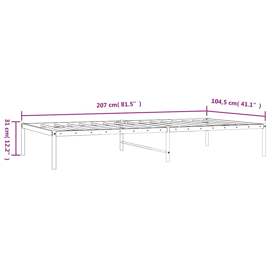 Musta sängynrunko Necsoiu 100x200cm (metalli)
