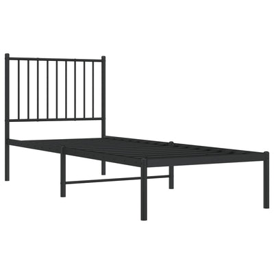 Metallinen sängynrunko päädyllä musta 75x190 cm